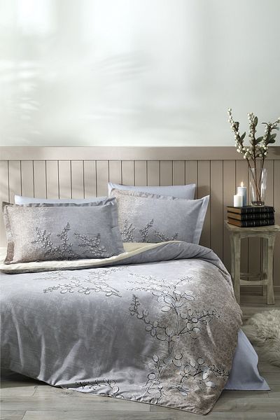 Özdilek Brise Azul Double Pastoral Satin Duvet Cover Set