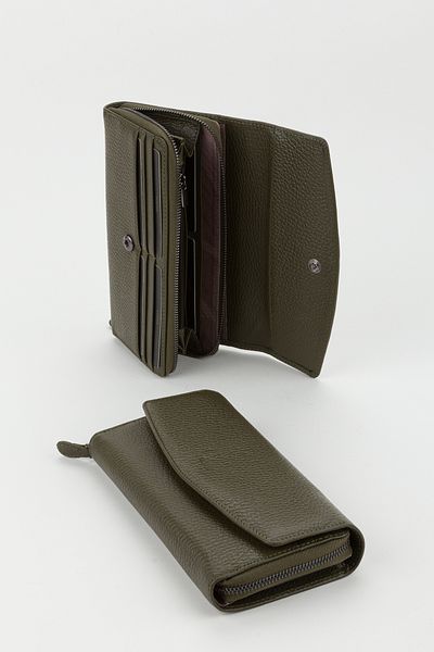 Fossil Boxed Genuine Leather Khaki Large Size Women's Hand Portfolio Card Holder Wallet