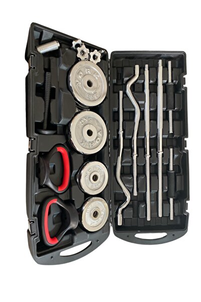 HEPİTOP Çantalı Döküm Demir Plaka Dambıl Seti 55 Kg Krom Dumbbell Set