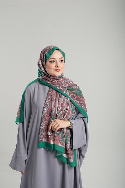 Giverny Ethnic Digital Printed Cotton Shawl - Σμαραγδένιο σχέδιο, κομμένες ίνες 202122 _37