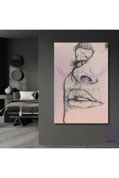 abartart Tekli Dikey Kanvas Şık Salon Ve Ofis Tablosu Kara Kalem Güzel Kadın ...