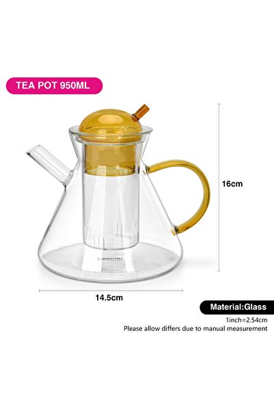 Fissman Glass Tea Pot with Glass Filter 950mL, Borosilicate Glass Tea Pot Infuser