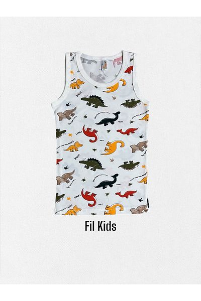 elmas kids Σετ μπόξερ αθλητής για αγόρι 100% βαμβακερό λευκό δεινόσαυρο