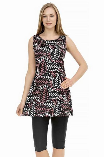 REMSA Semi-Closed Swimsuit with Black Zero Sleeve Leggings - 116-511