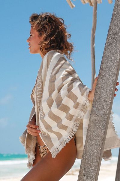 Green Petition Delmor Fit Beige Sand - 76x142 cm, με τσάντα μεταφοράς, φιλική προς το περιβάλλον, πετσέτα θαλάσσης