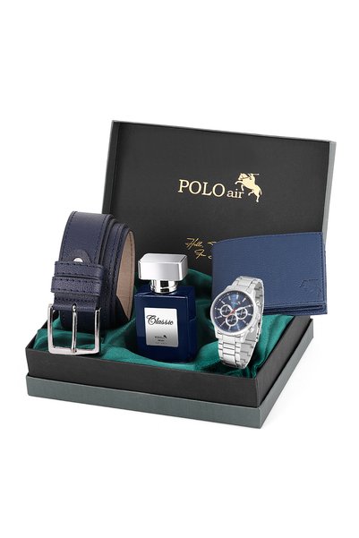 Poloair Erkek Set Kombin Kemer Cüzdan Parfüm Kol Saati Hediyelik Kutusunda La...