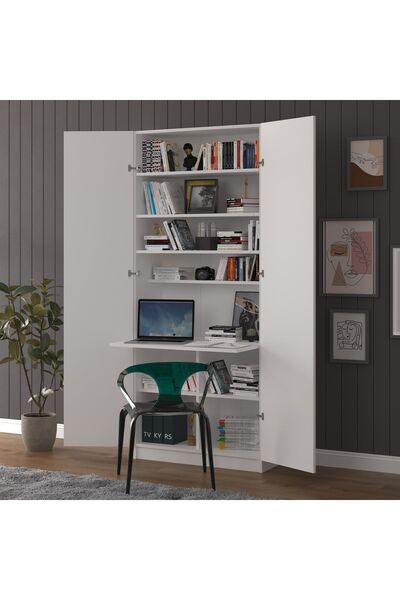 asratrend Asra Trend Modern Dolaplı Çalışma Masası Kitaplıklı Raflı Bilgisayar Ofis Ders Çalışma Yemek Masası