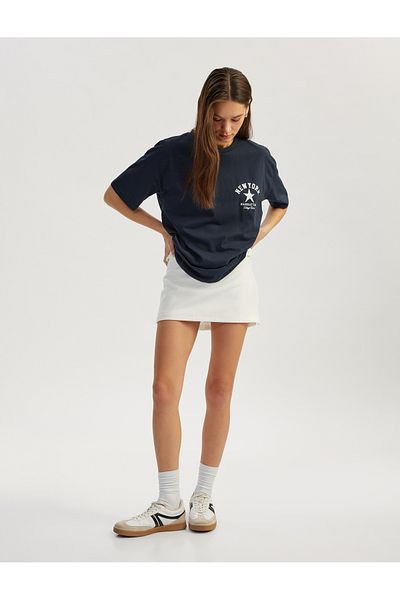 Koton Back College Printed Crew Neck Cotton Short Sleeve T-Shirt