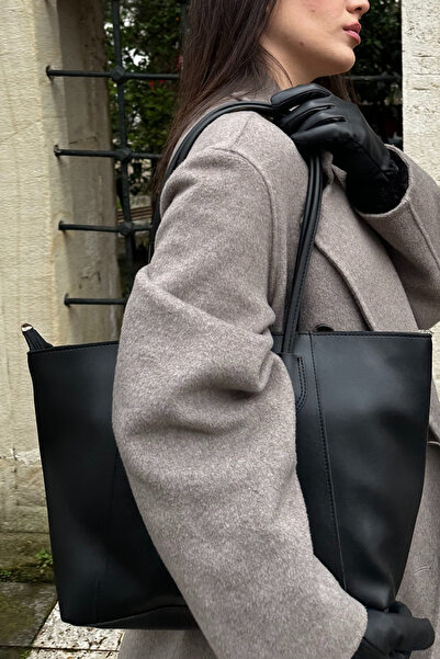 Mollycrush Kadın Siyah Çanta | Geniş Hacimli Günlük Basic Lüks El, Kol ve Omu...