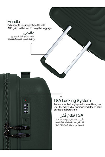 PARAJOHN Anti Theft Stylish PP 3 Pcs Trolley Set - DARK GREEN