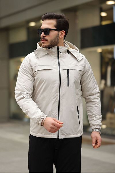 FLUEND MODA Men's Hood Detachable Cold and Windproof Fur Coat Jacket