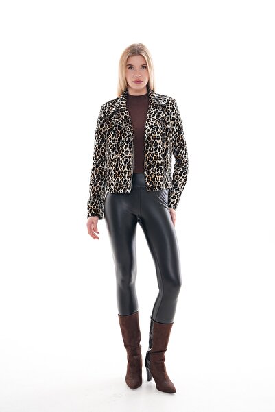 Metins Leather Kadın Lüks Leopar Desenli Deri Mont 2749Leopar