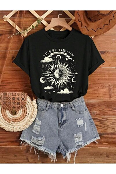 Medinenur Lıve By Yazı Baskılı Basic T-Shirt