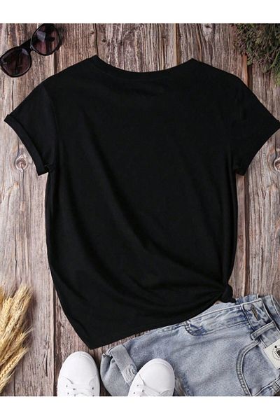 MODARİCH Πολύχρωμο μπλουζάκι Moon Sun Design - Μαύρο Oversize με στάμπα με λαιμόκοψη με κοντό μανίκι φαρδύ