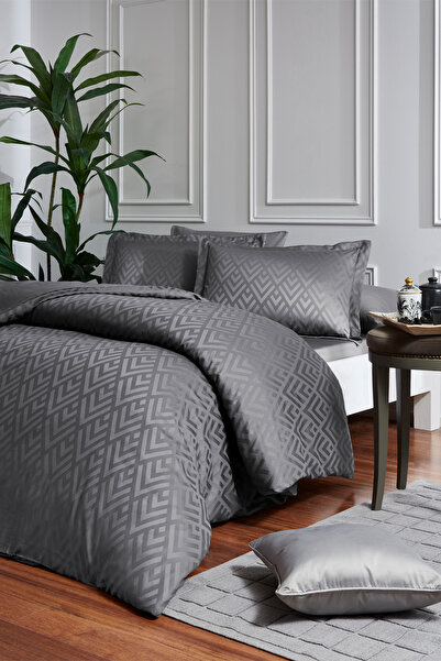 Özdilek Özdilek Geometrik Çift Kişilik Jakarlı Saten Nevresim Takımı