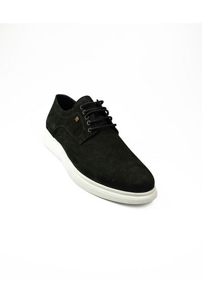 Nobel 1008 White Sole Black Nubuck Leather Men's Casual Shoes
