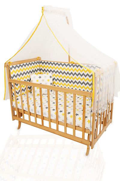 BebeK on For Baby Sleeping Set for 60X120 Crib (Including Pillow, Quilt, Side Protection and Towel)