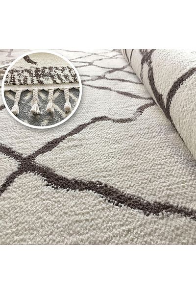 Homelux Marchie Cross Rug, Rectangular, 80X300, Geometric, White, Light Brown, Polyester