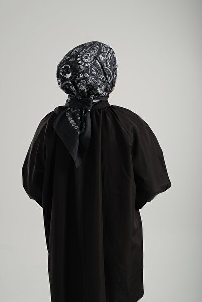 Giverny Bamboo Floral Pattern Anthracite Scarf - Digital Printing 202208 _25