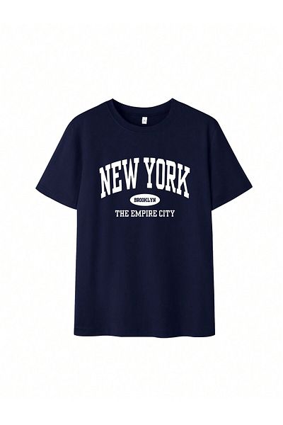MODARİCH Μπλουζάκι New York Empire - Navy Blue Oversize με κοντό μανίκι με λαιμόκοψη