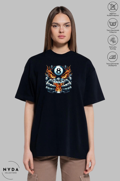 Nyda Collections Unisex majica kratkih rukava sa širokim izrezom, pamučna, sa...
