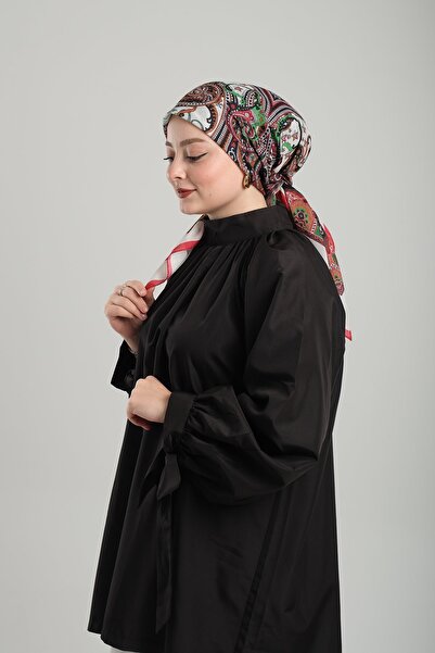 Giverny Ethnic Red Patterned Cotton Scarf - Digital Printed, Cut Fiber 202203 _31