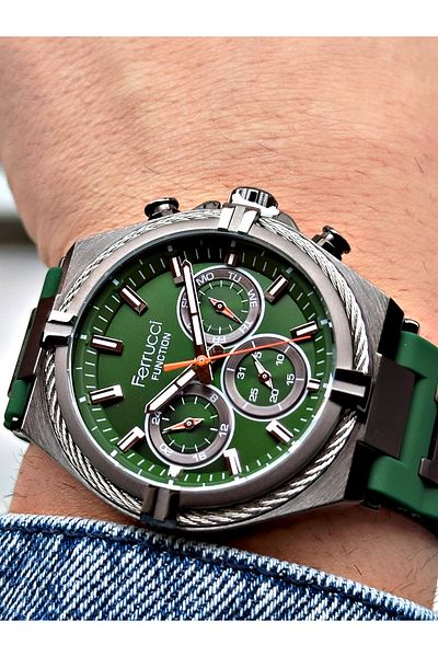 Ferrucci Function Green Color Silicone Cord Men's Wrist Watch