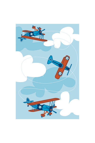 Homelux Children'S Rug Non-Slip, Rectangular, 120X180, Aircraft, Multicolor, Polyester