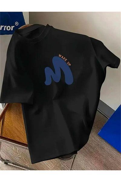 Medinenur Wake Up Text Λεπτομερές Basic T-Shirt
