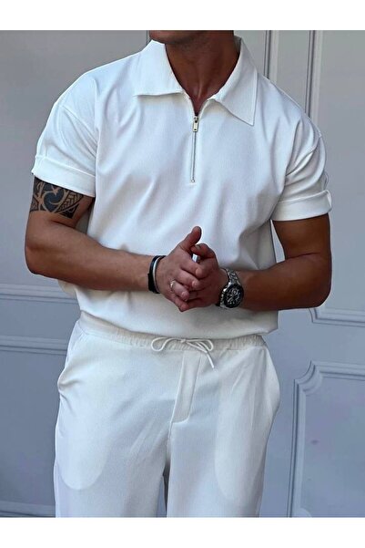 tetramoda Μπλουζάκι με κορδόνι με μισό φερμουάρ Polo γιακά