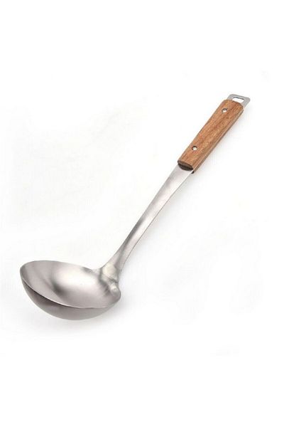 Parfait Stainless Steel Soup Ladle with Acacia Wood Handle