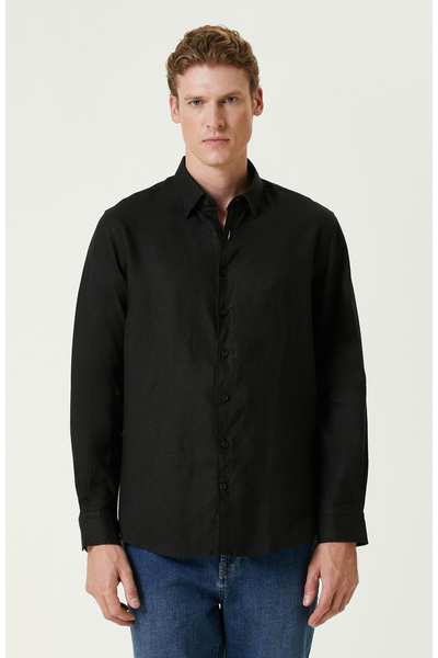 Network Siyah Keten Gömlek