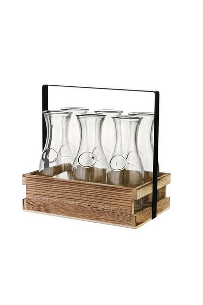 Bien Servi 6-Piece High Quality Glass Juice Bottle Set with Stand
