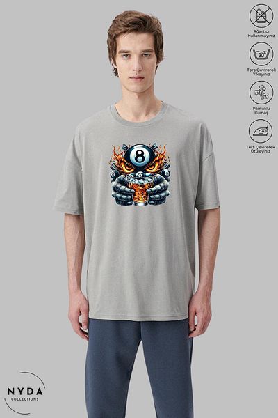 Nyda Collections Unisex Crew Neck Bulk Owl εμπριμέ βαμβακερό μπλουζάκι με κοντό μανίκι
