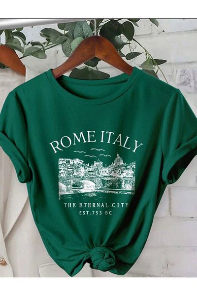 Medinenur Βασικό μπλουζάκι με μοτίβο Rome Italy