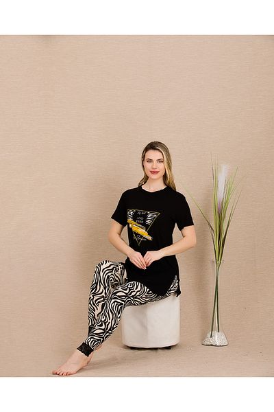 Lady Lingerie Set pijama dama cu jambiere cu maneca scurta
