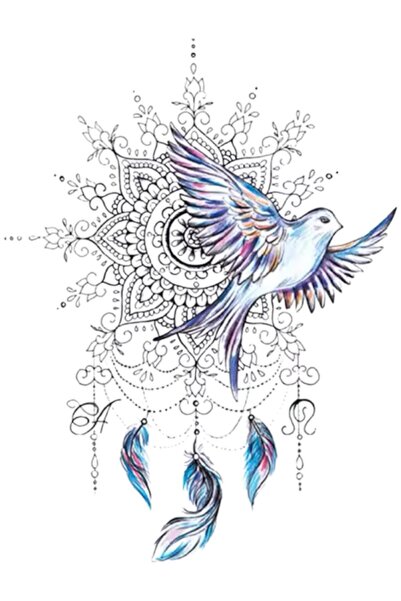 PETEK AKSESUAR DÜŞ KAPANI MANDALA GÜVERCİN KUŞ GEÇİCİ DÖVME TATTOO