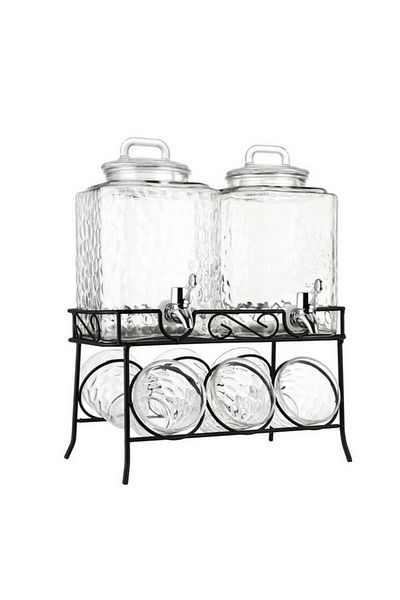 Bien Servi 8-Piece Contemporary Design Glass Dispenser Set with Spoon