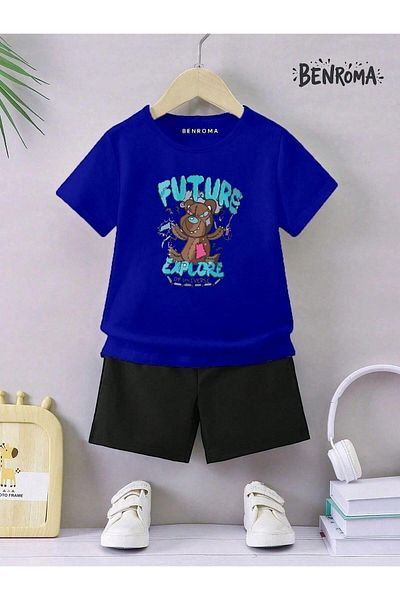 BENROMA Set pantaloni scurți unisex pentru copii - imprimat cu caractere