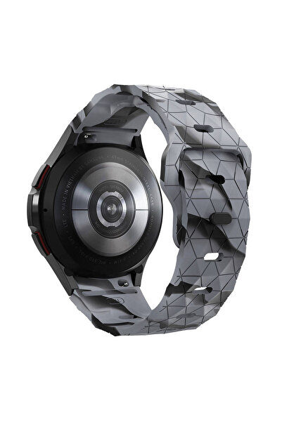 UnDePlus Samsung Galaxy Watch 4 5 6 7 Fe 40 40 44 Classic 42 43 46 47 mm Band Soccer Ball Prism Design Sil