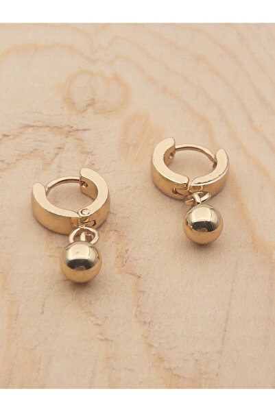 Siya Silver Gold Renk Minimal Sallantılı Çelik Top Küpe-çocuk Küpesi