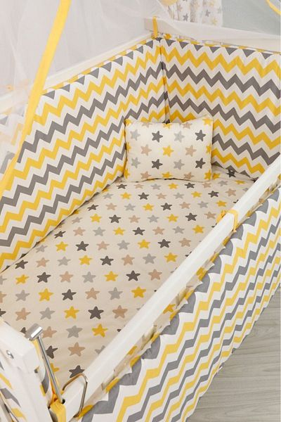 BebeK on For Baby Sleeping Set for 60X120 Crib (Including Pillow, Quilt, Side Protection and Towel)