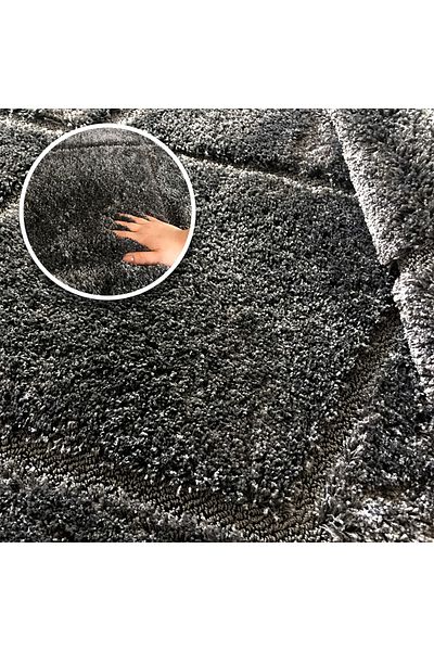 Homelux Courtney Cross Rug, Shaggy, Rectangular, 80X300, Ben Ourain Type, Dark Grey, Polypropylene