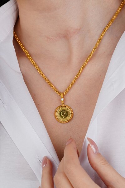 Güzide Kuyumcu Güzide 14 Ayar Altın Dorika Çerçeveli Çeyrek Kolye Ucu