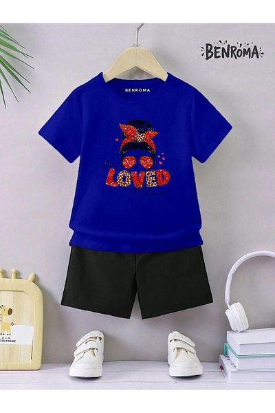 BENROMA Set pantaloni scurți unisex pentru copii - imprimat cu caractere