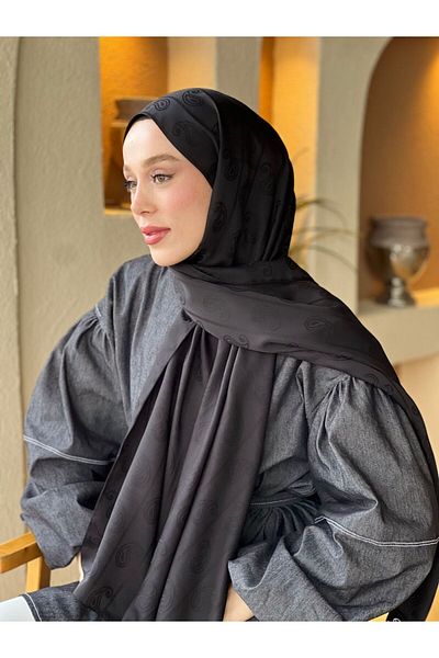 Modakaşmir Şal cu model de migdale din seria Jacquard mătăsos
