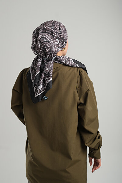 Giverny Anthracite Bamboo Scarf with Ethnic Floral Pattern - Digital Printing, 202202 _25