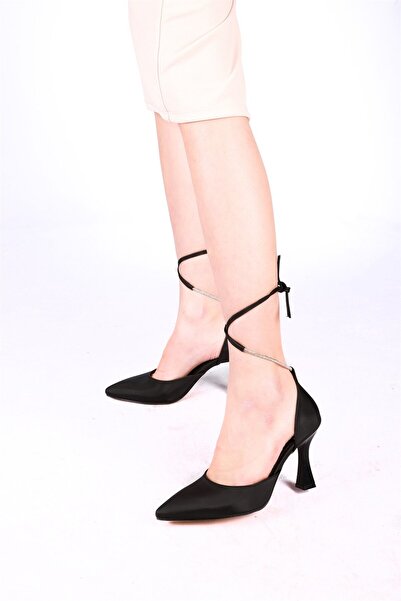 Hayati Arman Women's Stone Detailed Top Tie Evening Dress Shoes Black