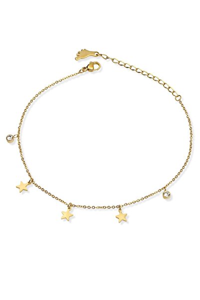 Klips Concept Çelik Yıldız ve Taşlı Zincir Halhal