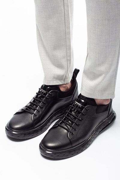 Royal Erkek Spor Deri Ayakkabı - Siyah - Günlük Kullanım - 70812